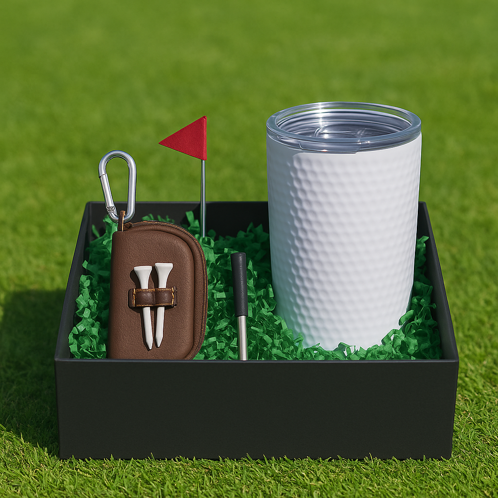 Kit Fairway con vaso térmico textura golf y set de golf