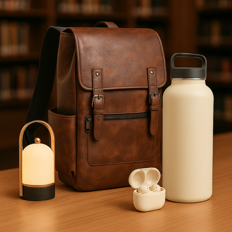 Kit Urban Mood - Bocina vintage, termo, audífonos y mochila ejecutiva