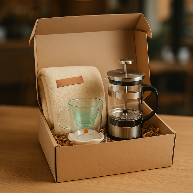 Kit Warm Wishes - Taza de doble pared, prensa y frazada para temporadas